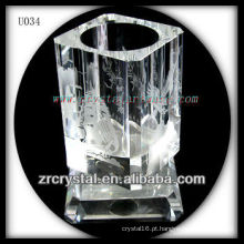 K9 Crystal Pen Holder com imagem gravada